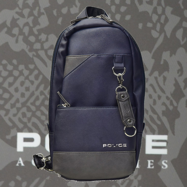 POLICE(ポリス) ボディバッグ タテ URBANO ネイビー/グレー【PA6200050】